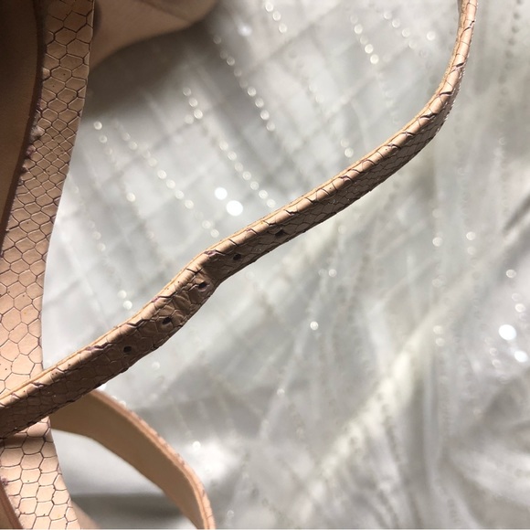 Vince Camuto Light Pink Snake Pattern with Gold Sparkle Heeled Sandals - Picture 2 of 16